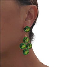 Load image into Gallery viewer, Harlequin Market Apple Green Crystal Earrings-(Pierced Earrings)