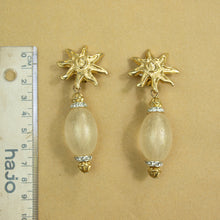 Load image into Gallery viewer, Vintage Lucite & Crystal Earrings with Opaque Frosting - (Clip-On)