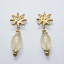 Load image into Gallery viewer, Vintage Lucite & Crystal Earrings with Opaque Frosting - (Clip-On)