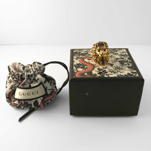 Load image into Gallery viewer, Signed GUCCI Lion Head Ring with Crystal