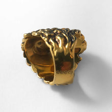 Load image into Gallery viewer, Signed GUCCI Lion Head Ring with Crystal