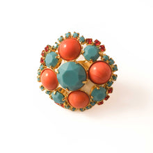 Load image into Gallery viewer, Signed David Mandel Orange & Turquoise Ring