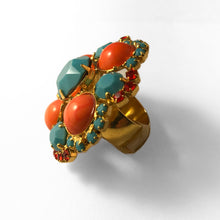 Load image into Gallery viewer, Signed David Mandel Orange & Turquoise Ring
