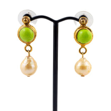 Load image into Gallery viewer, Pate-de-Verre (Hand Poured Glass) & Freshwater Pearl Earrings (Pierced)