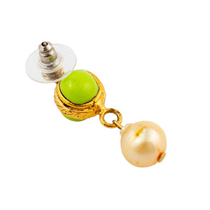Pate-de-Verre (Hand Poured Glass) & Freshwater Pearl Earrings (Pierced)