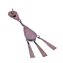 Load image into Gallery viewer, Carved Turquoise & Silver Drop Earrings  - (Pierced)