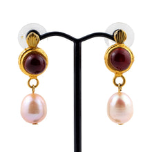 Load image into Gallery viewer, Pate-de-Verre (Hand Poured Glass) & Freshwater Pearl Earrings (Pierced)