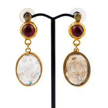 Load image into Gallery viewer, Red & Clear Pate-de-Verre (Hand Poured Glass) Earrings (Pierced)