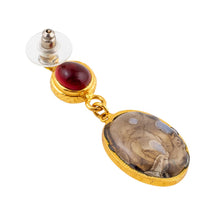 Load image into Gallery viewer, Red & Clear Pate-de-Verre (Hand Poured Glass) Earrings (Pierced)