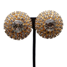 Load image into Gallery viewer, Signed Lawrence VRBA Round Crystal Encrusted Earrings (Clip-On)