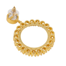 Load image into Gallery viewer, Gold & Faux Pearl Hoop Drop Statement Earrings (Pierced)