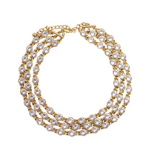 Load image into Gallery viewer, Signed Kenneth Jay Lane Gold Plated & Clear Crystal Multi Strand Necklace