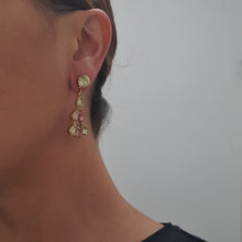 Load image into Gallery viewer, Harlequin Market Jonquil & Light Rose 3-Tiered Earrings (Pierced)