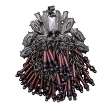 Load image into Gallery viewer, Vintage French Hand Made Purple Bugle Bead Crystal Earrings (Pierced)