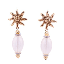 Load image into Gallery viewer, Vintage Lucite &amp; Crystal Earrings with Opaque Frosting - (Clip-On)