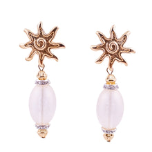 Load image into Gallery viewer, Vintage Lucite & Crystal Earrings with Opaque Frosting - (Clip-On)