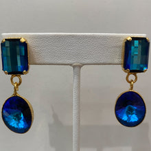 Load image into Gallery viewer, Harlequin Market Heliotrope Rectangle &amp; Oval Drop Earrings (Pierced)