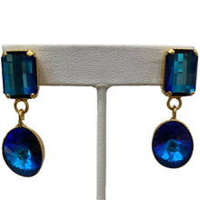 Load image into Gallery viewer, Harlequin Market Heliotrope Rectangle & Oval Drop Earrings (Pierced)