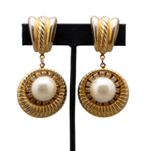 Load image into Gallery viewer, Vintage Circular Shaped Drop Statement Earrings with Faux Pearl (Clip-On)