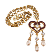 Load image into Gallery viewer, Vintage Christian Lacroix Love Heart Pendant Long Chain Necklace