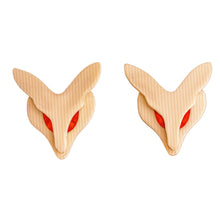 Load image into Gallery viewer, Lea Stein Fox Clip-On Earrings - Creme With Red Eyes