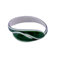 Load image into Gallery viewer, Signed Lea Stein Snake Bangle - Green & White Snakeskin