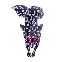 Load image into Gallery viewer, Lea Stein Famous Renard Fox Brooch Pin - Black &amp; White Music Notes