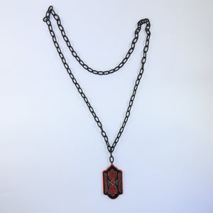Vintage French Celluloid Red & Black Necklace