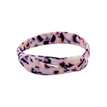 Load image into Gallery viewer, Signed Lea Stein Snake Bangle - Creme & Brown