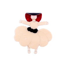 Load image into Gallery viewer, Lea Stein Ballerina Scarlett O' Hara Brooch - Creme & Red