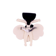 Load image into Gallery viewer, Lea Stein Ballerina Scarlett O&#39; Hara Brooch - Creme &amp; Red