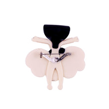 Load image into Gallery viewer, Lea Stein Ballerina Scarlett O' Hara Brooch - Creme & Red