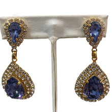 Load image into Gallery viewer, Harlequin Market Double Tear Drop Clear & Light Amethyst Earring (Clip-On)