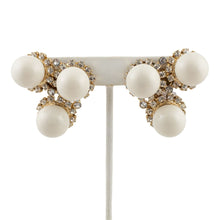 Load image into Gallery viewer, White Ball & Silver Crystal Mini Cluster Earrings (Pierced)