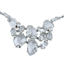 Load image into Gallery viewer, Signed Kenneth Jay Lane Silver Chunky Crystal Bib Necklace