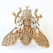 Load image into Gallery viewer, Ciner NY Gold Plated Bee Ring With Crystals