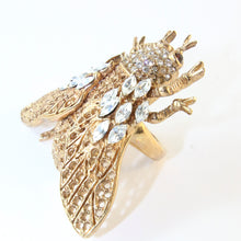 Load image into Gallery viewer, Ciner NY Gold Plated Bee Ring With Crystals