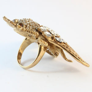 Ciner NY Gold Plated Bee Ring With Crystals