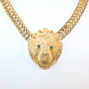 Ciner NY Gold Plated Lion Head Pendant Necklace