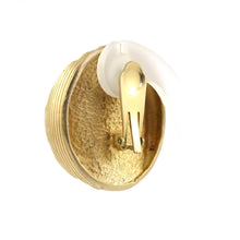 Load image into Gallery viewer, Vintage Embroidered Swirl Disc Matte Gold Tone Earrings c.1980s (Clip-On Earrings)