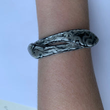 Load image into Gallery viewer, Signed Lea Stein Snake Bangle - Grey and Black Swirl