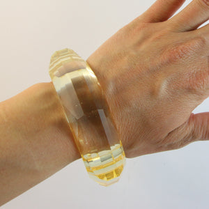 Vintage 1950s Champagne Yellow Faceted Lucite Bangle