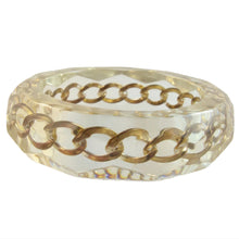 Load image into Gallery viewer, Vintage 1950s Faceted Lucite Bangle With Gold-Plated Chain