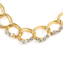 Load image into Gallery viewer, David Mandel for The Show Must Go On Gold Tone - Clear Crystal Chunky Chain Necklace