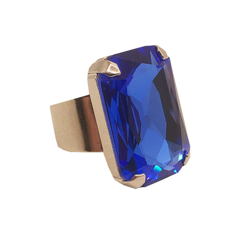 Harlequin Market Royal Blue Crystal Adjustable Ring