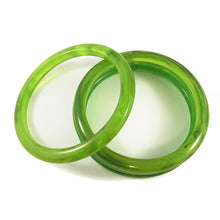 Load image into Gallery viewer, Rounded Edge Bakelite Spacer Bangles c.1950's - Clear Marbled Apple