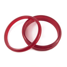 Load image into Gallery viewer, Rounded Edge Bakelite Spacer Bangles c.1950's - Clear Marbled Cherry