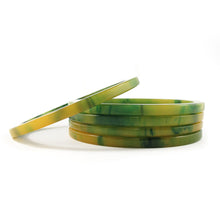 Load image into Gallery viewer, Sliced Bakelite Spacer Bangles c.1950's - Marbled Lemon + Lime