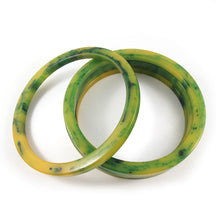 Load image into Gallery viewer, Sliced Bakelite Spacer Bangles c.1950's - Marbled Lemon + Lime