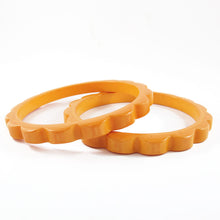 Load image into Gallery viewer, Scalloped Bakelite Spacer Bangles c.1950's - Corn Yellow